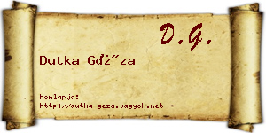 Dutka Géza névjegykártya